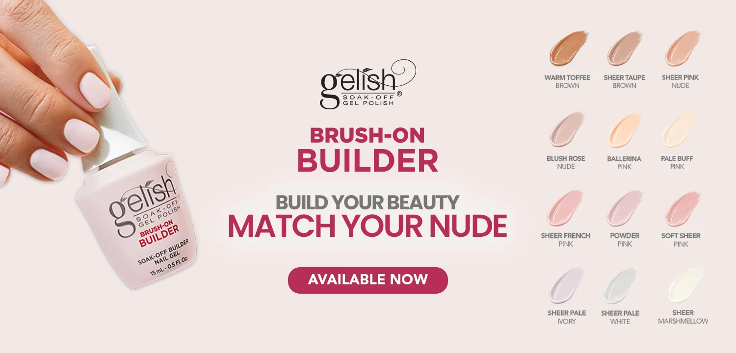 Gelish Brush-On Builder gel and nude shade range