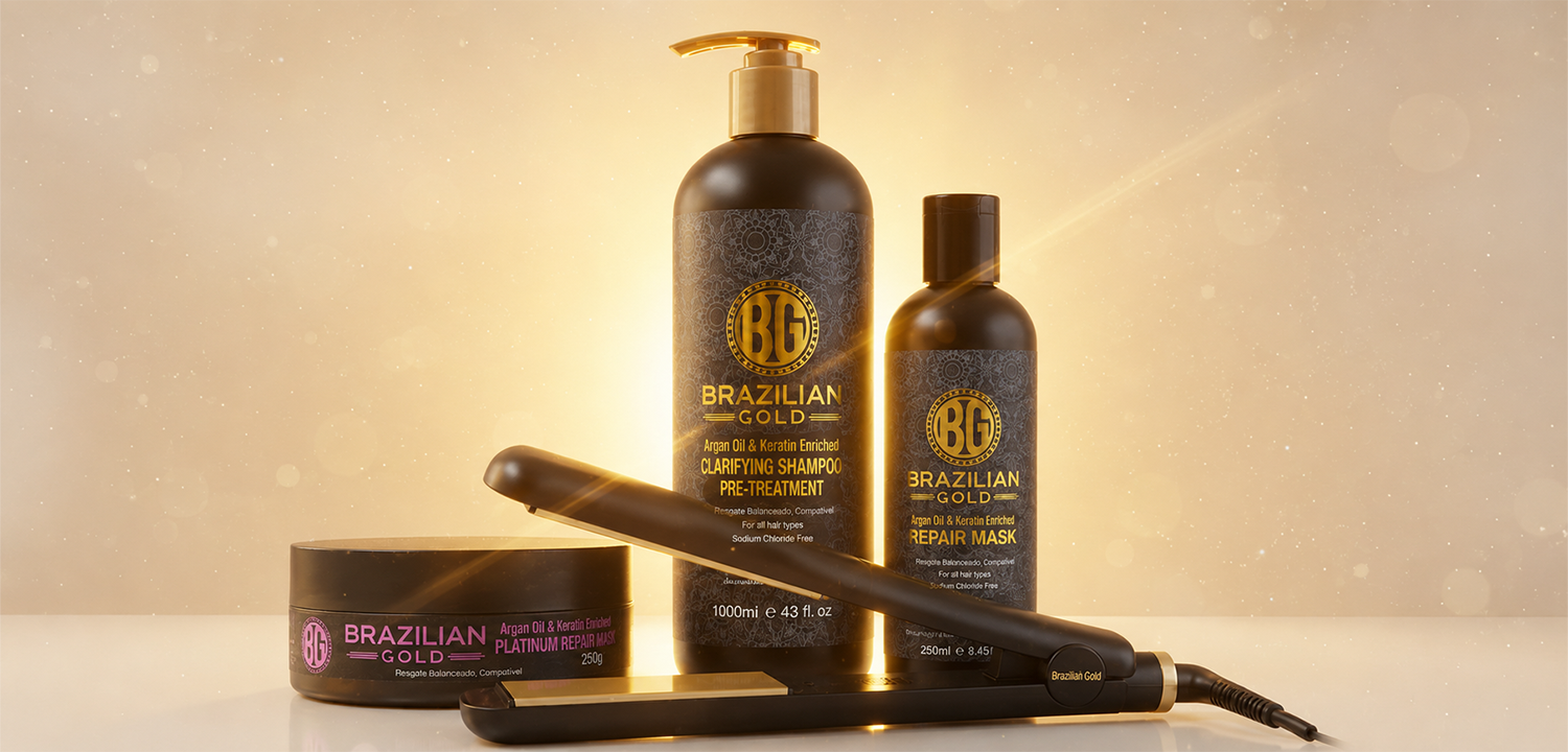 Brazilian Gold haircare products and styling iron