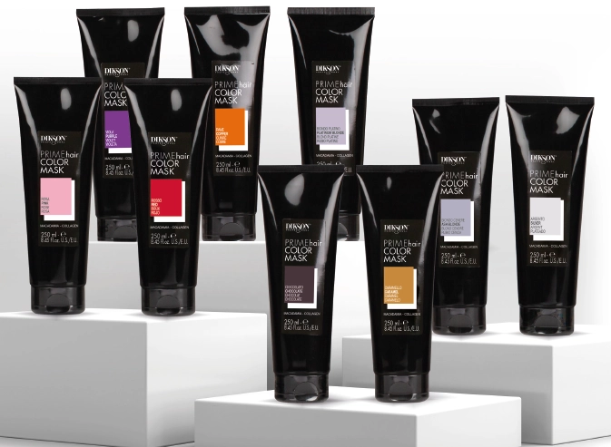 DiksoPrime 3in1 Hair Color Mask tubes in vivid, intense and blonde shades
